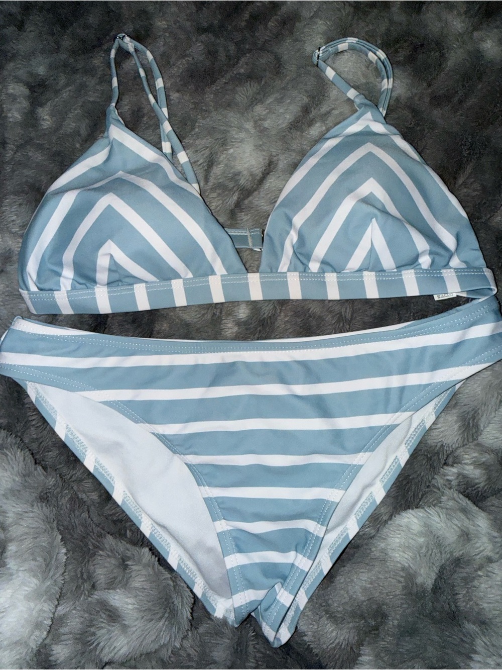 Classic Striped Blue & White Triangle Bikini - Women Swim